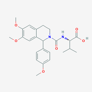 molecular formula C24H30N2O6 B2600029 N-{[6,7-dimethoxy-1-(4-methoxyphenyl)-3,4-dihydroisoquinolin-2(1H)-yl]carbonyl}-L-valine CAS No. 957029-58-2