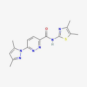 molecular formula C15H16N6OS B2600030 6-(3,5-dimethyl-1H-pyrazol-1-yl)-N-(4,5-dimethylthiazol-2-yl)pyridazine-3-carboxamide CAS No. 1351657-77-6