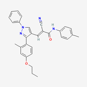 (E)-2-cyano-N-(4-methylphenyl)-3-[3-(2-methyl-4-propoxyphenyl)-1-phenylpyrazol-4-yl]prop-2-enamide
