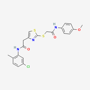 molecular formula C21H20ClN3O3S2 B2600035 N-(5-chloro-2-methylphenyl)-2-(2-((2-((4-methoxyphenyl)amino)-2-oxoethyl)thio)thiazol-4-yl)acetamide CAS No. 941873-93-4
