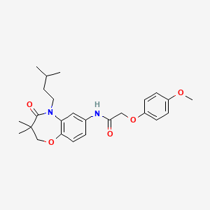 molecular formula C25H32N2O5 B2600048 N-(5-isopentyl-3,3-dimethyl-4-oxo-2,3,4,5-tetrahydrobenzo[b][1,4]oxazepin-7-yl)-2-(4-methoxyphenoxy)acetamide CAS No. 921818-02-2