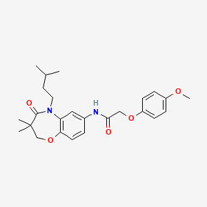 molecular formula C25H32N2O5 B2600048 N-(5-异戊基-3,3-二甲基-4-氧代-2,3,4,5-四氢苯并[b][1,4]恶杂环庚-7-基)-2-(4-甲氧基苯氧基)乙酰胺 CAS No. 921818-02-2