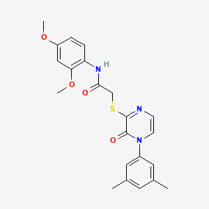 molecular formula C22H23N3O4S B2600049 N-(2,4-dimethoxyphenyl)-2-((4-(3,5-dimethylphenyl)-3-oxo-3,4-dihydropyrazin-2-yl)thio)acetamide CAS No. 895108-11-9