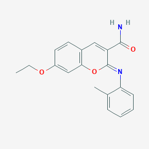 molecular formula C19H18N2O3 B2600050 (2Z)-7-ethoxy-2-[(2-methylphenyl)imino]-2H-chromene-3-carboxamide CAS No. 313234-14-9