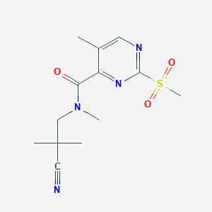 molecular formula C13H18N4O3S B2600053 N-(2-Cyano-2-methylpropyl)-N,5-dimethyl-2-methylsulfonylpyrimidine-4-carboxamide CAS No. 2411309-31-2