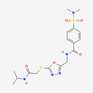 molecular formula C17H23N5O5S2 B2600055 4-(N,N-dimethylsulfamoyl)-N-((5-((2-(isopropylamino)-2-oxoethyl)thio)-1,3,4-oxadiazol-2-yl)methyl)benzamide CAS No. 903315-52-6