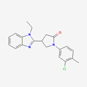 molecular formula C20H20ClN3O B2600063 1-(3-氯-4-甲基苯基)-4-(1-乙基-1H-苯并[d]咪唑-2-基)吡咯烷-2-酮 CAS No. 847397-34-6