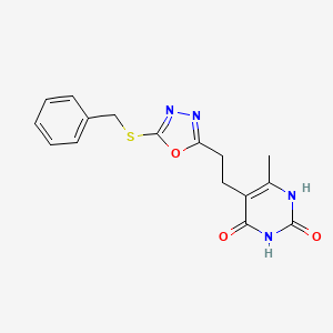 molecular formula C16H16N4O3S B2600066 5-(2-(5-(苄硫基)-1,3,4-恶二唑-2-基)乙基)-6-甲基嘧啶-2,4(1H,3H)-二酮 CAS No. 1172711-61-3