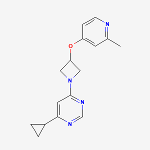 molecular formula C16H18N4O B2600069 4-Cyclopropyl-6-[3-(2-methylpyridin-4-yl)oxyazetidin-1-yl]pyrimidine CAS No. 2415599-77-6