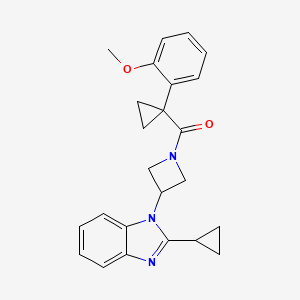 molecular formula C24H25N3O2 B2600071 [3-(2-Cyclopropylbenzimidazol-1-yl)azetidin-1-yl]-[1-(2-methoxyphenyl)cyclopropyl]methanone CAS No. 2379988-00-6