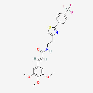 molecular formula C24H23F3N2O4S B2600072 (E)-N-(2-(2-(4-(trifluoromethyl)phenyl)thiazol-4-yl)ethyl)-3-(3,4,5-trimethoxyphenyl)acrylamide CAS No. 896606-66-9