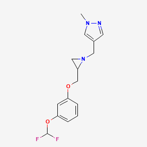 molecular formula C15H17F2N3O2 B2600076 4-[[2-[[3-(Difluoromethoxy)phenoxy]methyl]aziridin-1-yl]methyl]-1-methylpyrazole CAS No. 2418707-58-9