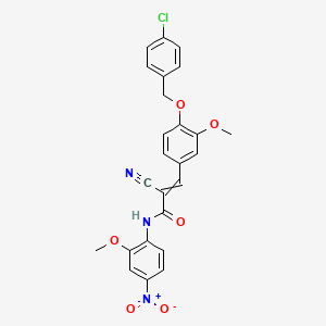molecular formula C25H20ClN3O6 B2600079 3-{4-[(4-chlorophenyl)methoxy]-3-methoxyphenyl}-2-cyano-N-(2-methoxy-4-nitrophenyl)prop-2-enamide CAS No. 380474-97-5