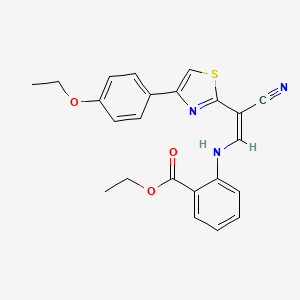 molecular formula C23H21N3O3S B2600086 (Z)-ethyl 2-((2-cyano-2-(4-(4-ethoxyphenyl)thiazol-2-yl)vinyl)amino)benzoate CAS No. 799770-19-7
