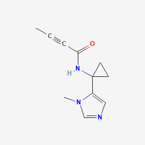 molecular formula C11H13N3O B2600089 N-[1-(3-Methylimidazol-4-yl)cyclopropyl]but-2-ynamide CAS No. 2411237-13-1
