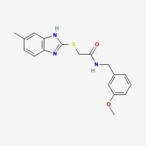 molecular formula C18H19N3O2S B2600091 N-[(3-methoxyphenyl)methyl]-2-[(5-methyl-1H-1,3-benzodiazol-2-yl)sulfanyl]acetamide CAS No. 851689-66-2