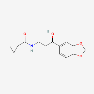 molecular formula C14H17NO4 B2600096 N-(3-(benzo[d][1,3]dioxol-5-yl)-3-hydroxypropyl)cyclopropanecarboxamide CAS No. 1421489-90-8