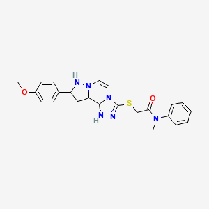 2-{[11-(4-methoxyphenyl)-3,4,6,9,10-pentaazatricyclo[7.3.0.0^{2,6}]dodeca-1(12),2,4,7,10-pentaen-5-yl]sulfanyl}-N-methyl-N-phenylacetamide