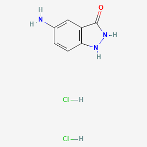 molecular formula C7H9Cl2N3O B2600106 5-Amino-1H-indazol-3-ol dihydrochloride CAS No. 861360-71-6