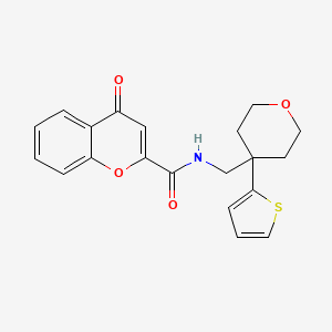 molecular formula C20H19NO4S B2600116 4-oxo-N-((4-(thiophen-2-yl)tetrahydro-2H-pyran-4-yl)methyl)-4H-chromene-2-carboxamide CAS No. 1210732-39-0