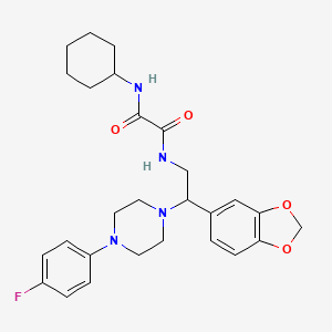 molecular formula C27H33FN4O4 B2600118 N1-(2-(苯并[d][1,3]二氧杂环-5-基)-2-(4-(4-氟苯基)哌嗪-1-基)乙基)-N2-环己氧草酰胺 CAS No. 896360-67-1