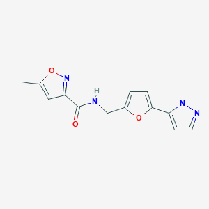 molecular formula C14H14N4O3 B2600141 5-Methyl-N-[[5-(2-methylpyrazol-3-yl)furan-2-yl]methyl]-1,2-oxazole-3-carboxamide CAS No. 2415624-17-6