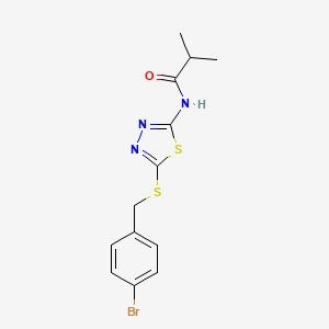 molecular formula C13H14BrN3OS2 B2600145 N-(5-((4-bromobenzyl)thio)-1,3,4-thiadiazol-2-yl)isobutyramide CAS No. 392302-58-8