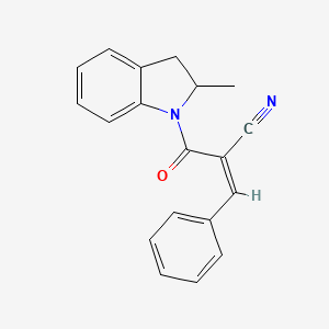 molecular formula C19H16N2O B2600149 2-(2-methyl-2,3-dihydro-1H-indole-1-carbonyl)-3-phenylprop-2-enenitrile CAS No. 721893-76-1