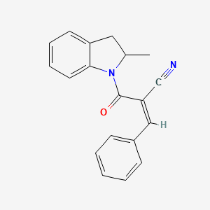 molecular formula C19H16N2O B2600149 2-(2-甲基-2,3-二氢-1H-吲哚-1-羰基)-3-苯基丙-2-烯腈 CAS No. 721893-76-1