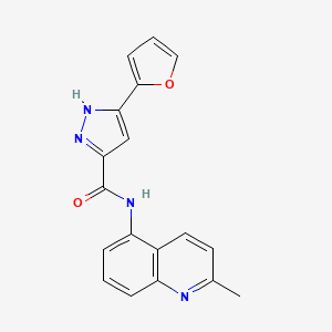 molecular formula C18H14N4O2 B2600151 3-(furan-2-yl)-N-(2-methylquinolin-5-yl)-1H-pyrazole-5-carboxamide CAS No. 1239714-80-7