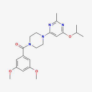 molecular formula C21H28N4O4 B2600155 (3,5-Dimethoxyphenyl)(4-(6-isopropoxy-2-methylpyrimidin-4-yl)piperazin-1-yl)methanone CAS No. 946248-64-2