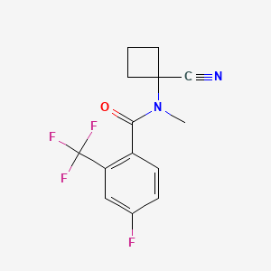 molecular formula C14H12F4N2O B2600168 N-(1-Cyanocyclobutyl)-4-fluoro-N-methyl-2-(trifluoromethyl)benzamide CAS No. 1645508-47-9