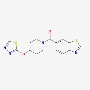 molecular formula C15H14N4O2S2 B2600170 (4-((1,3,4-噻二唑-2-基)氧基)哌啶-1-基)(苯并[d]噻唑-6-基)甲酮 CAS No. 2320643-18-1