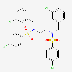 molecular formula C28H24Cl4N2O4S2 B2600177 4-chloro-N-(3-chlorobenzyl)-N-(2-{(3-chlorobenzyl)[(4-chlorophenyl)sulfonyl]amino}ethyl)benzenesulfonamide CAS No. 338775-08-9