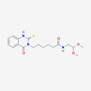 molecular formula C18H25N3O4S B2600182 N-(2,2-dimethoxyethyl)-6-(4-oxo-2-sulfanylidene-1H-quinazolin-3-yl)hexanamide CAS No. 422276-22-0