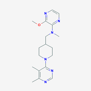 molecular formula C18H26N6O B2600189 N-[[1-(5,6-Dimethylpyrimidin-4-yl)piperidin-4-yl]methyl]-3-methoxy-N-methylpyrazin-2-amine CAS No. 2380171-59-3