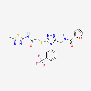 N-[[5-[2-[(5-methyl-1,3,4-thiadiazol-2-yl)amino]-2-oxoethyl]sulfanyl-4-[3-(trifluoromethyl)phenyl]-1,2,4-triazol-3-yl]methyl]furan-2-carboxamide