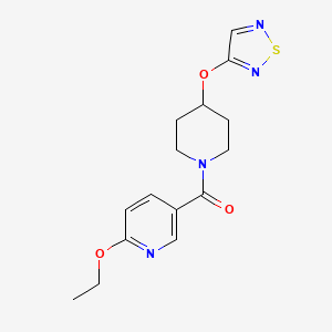 molecular formula C15H18N4O3S B2600193 (4-((1,2,5-Thiadiazol-3-yl)oxy)piperidin-1-yl)(6-ethoxypyridin-3-yl)methanone CAS No. 2310153-10-5