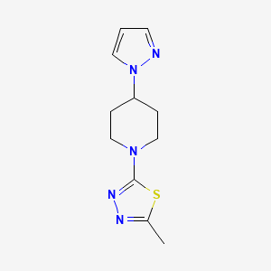 molecular formula C11H15N5S B2600199 2-Methyl-5-(4-pyrazol-1-ylpiperidin-1-yl)-1,3,4-thiadiazole CAS No. 2379996-56-0