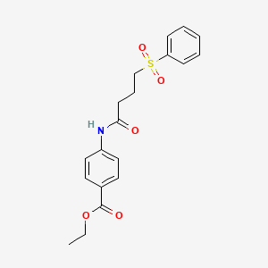 molecular formula C19H21NO5S B2600208 Ethyl 4-(4-(phenylsulfonyl)butanamido)benzoate CAS No. 923087-58-5