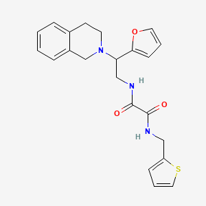 molecular formula C22H23N3O3S B2600210 N1-(2-(3,4-dihydroisoquinolin-2(1H)-yl)-2-(furan-2-yl)ethyl)-N2-(thiophen-2-ylmethyl)oxalamide CAS No. 903325-61-1
