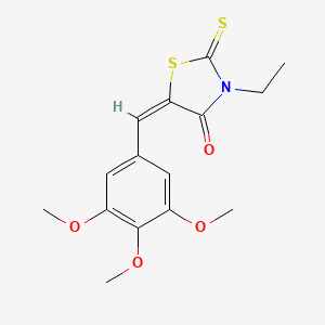 molecular formula C15H17NO4S2 B2600212 (5E)-3-ethyl-2-sulfanylidene-5-[(3,4,5-trimethoxyphenyl)methylidene]-1,3-thiazolidin-4-one CAS No. 292173-34-3