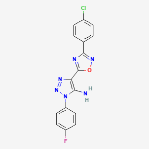 molecular formula C16H10ClFN6O B2600218 5-[3-(4-Chlorophenyl)-1,2,4-oxadiazol-5-yl]-3-(4-fluorophenyl)triazol-4-amine CAS No. 892776-59-9