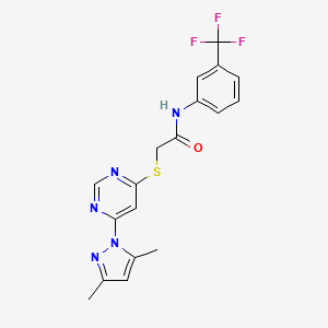 2-((6-(3,5-dimethyl-1H-pyrazol-1-yl)pyrimidin-4-yl)thio)-N-(3-(trifluoromethyl)phenyl)acetamide