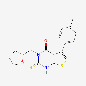 molecular formula C18H18N2O2S2 B2600255 2-mercapto-5-(4-methylphenyl)-3-(tetrahydrofuran-2-ylmethyl)thieno[2,3-d]pyrimidin-4(3H)-one CAS No. 793716-03-7