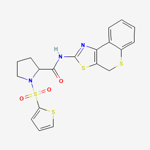 molecular formula C19H17N3O3S4 B2600270 N-(4H-thiochromeno[4,3-d]thiazol-2-yl)-1-(thiophen-2-ylsulfonyl)pyrrolidine-2-carboxamide CAS No. 1100761-41-8