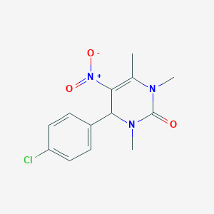 molecular formula C13H14ClN3O3 B2600272 4-(4-chlorophenyl)-1,3,6-trimethyl-5-nitro-3,4-dihydropyrimidin-2(1H)-one CAS No. 300571-43-1