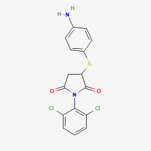 molecular formula C16H12Cl2N2O2S B2600282 3-[(4-氨基苯基)硫]-1-(2,6-二氯苯基)-吡咯烷-2,5-二酮 CAS No. 931259-01-7