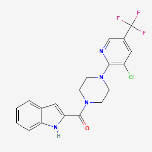 molecular formula C19H16ClF3N4O B2600285 [4-[3-chloro-5-(trifluoromethyl)pyridin-2-yl]piperazin-1-yl]-(1H-indol-2-yl)methanone CAS No. 634155-07-0