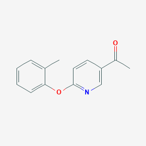 molecular formula C14H13NO2 B2600287 5-Acetyl-2-(2-methylphenoxy) pyridine CAS No. 1556627-34-9